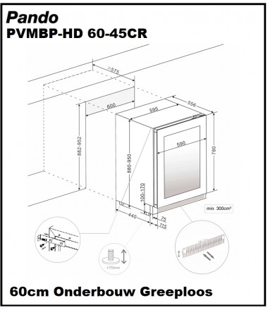 Wijnklimaatkast Pando PVMBP-HD-60-45CRR